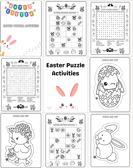 Celebrate Easter with over 40 printable pages Puzzles, Sudoku and Coloring. Instant Download.